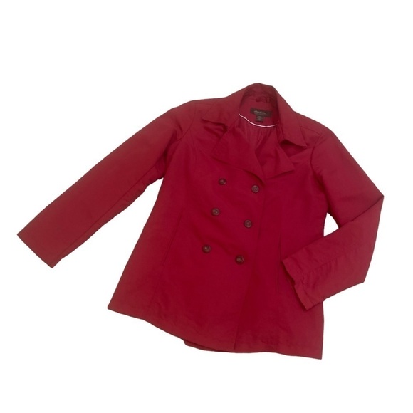 Eddie Bauer polyester cranberry outer pea coat style jacket lined size medium - Picture 2 of 14